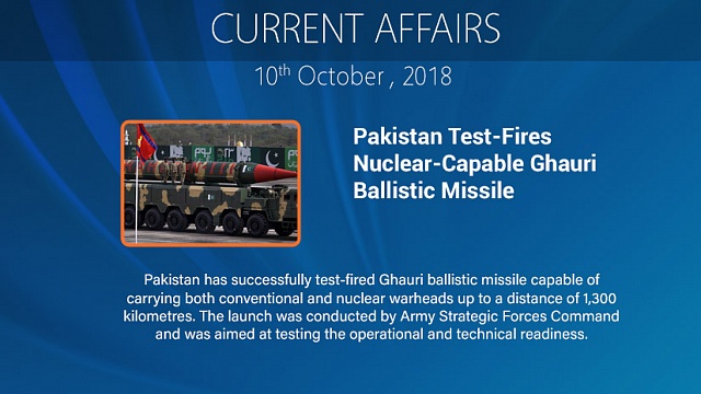 Pakistan Test-Fires Nuclear-Capable Ghauri Ballistic Missile