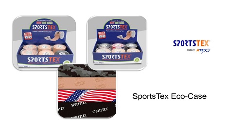 Atexsports Kinesiology tape of SportsTex Eco-case and SportsTex Silk Tex