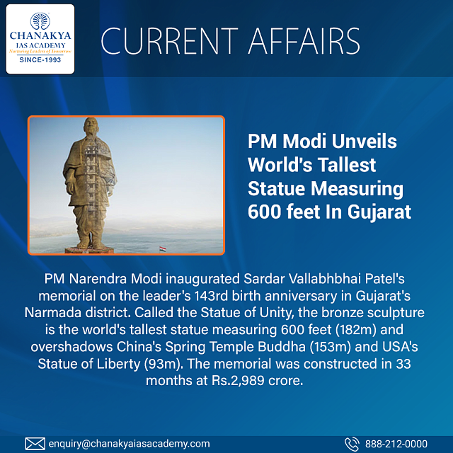 PM Modi Unveils World’s Tallest Statue Measuring 600 feet In Gujarat