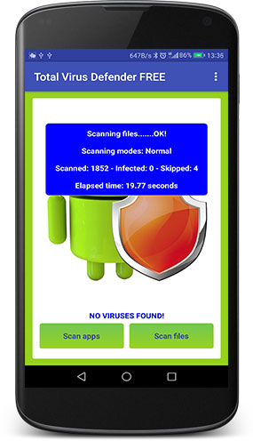 Total Antivirus Defender FREE for Android: the popular app to protect your smartphone and tablet against virus and malware has been updated to 2.4.9.
