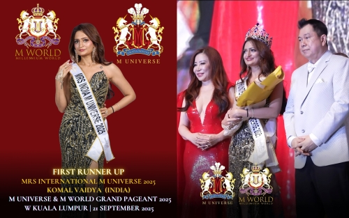 India’s Komal Vaidya Wins Mrs MUniverse 2025 Runner-Up & Ambassador Titles in Malaysia